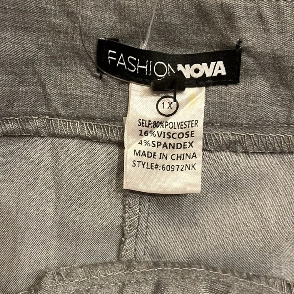 Fashion Nova Shatter the Ceiling Wise Leg Grey Trousers Size 1X - Picture 5 of 10